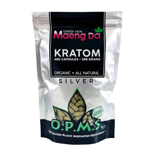 OPMS Silver Maeng Da Kratom Capsules Green Vein 288 Grams