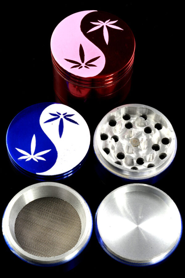 Colorful 4 Part Yin Yang Leaf Aluminum Grinder - G0438