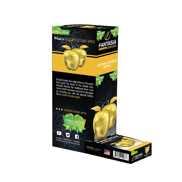 Fantasia Nicotine Free Hookah Shisha 50g Carton (10 Retail Units) GOLDEN DOUBLE APPLE