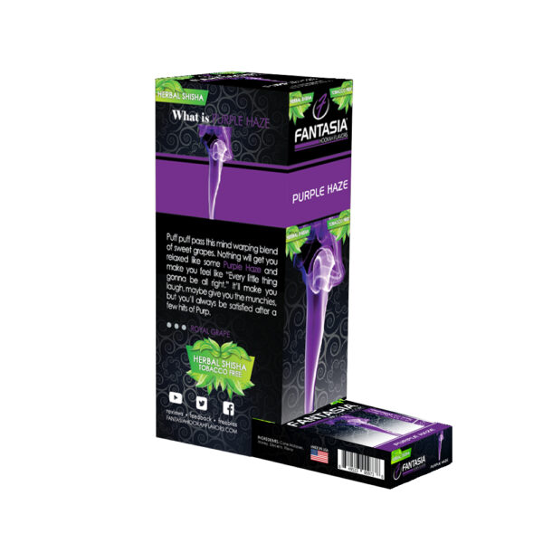 Fantasia Nicotine Free Hookah Shisha 50g Carton (10 Retail Units) PURPLE HAZE