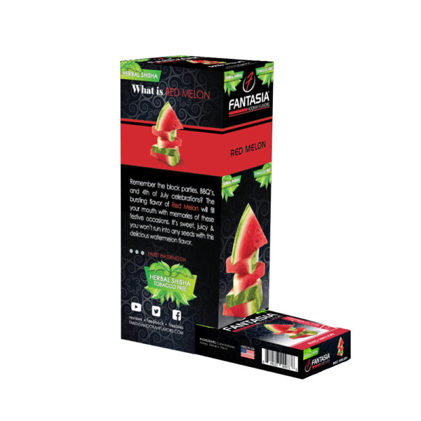 Fantasia Nicotine Free Hookah Shisha 50g Carton (10 Retail Units) RED MELON