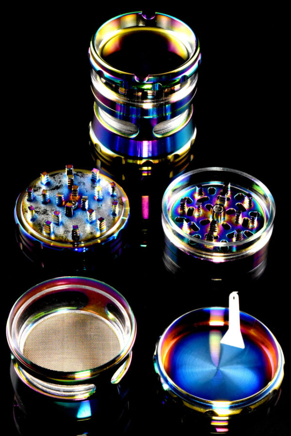 63mm 4 Part Windowed Rainbow Zinc Alloy Grinder - G0449