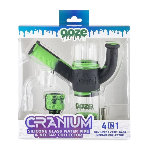OOZE CRANIUM 4-IN-1 SILICONE GLASS WATER PIPE & NECTAR COLLECTOR