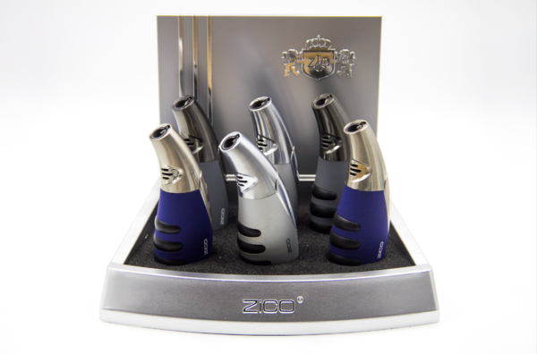 ZICO RUBBER FINISH SLANTED TORCH LIGHTER 6CT DISPLAY BOX MT-21