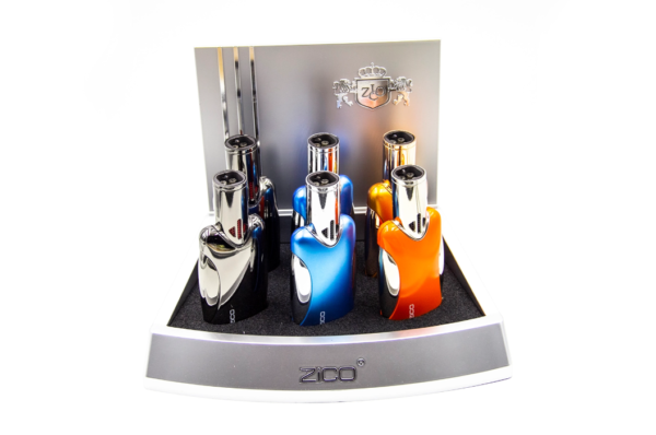 ZICO COLORED TORCH LIGHTER 6CT DISPLAY BOX ZD-46
